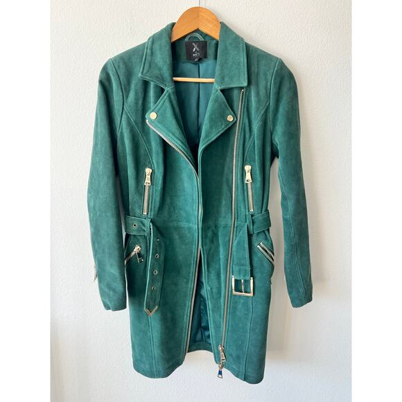 X by NBD Nicole Petrol Green Suede Coat NWOT size 4 - Picture 2 of 13